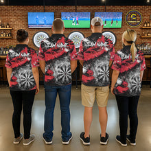 Load image into Gallery viewer, Red &amp; Grey Smokes Dartboard Custom Men Darts Polo Shirts Grunge Dart League Jerseys NYN2279