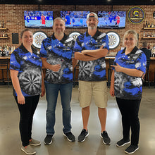 Load image into Gallery viewer, Blue &amp; Grey Smokes Dartboard Custom Men Darts Polo Shirts Grunge Dart League Jerseys NYN2280