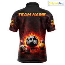 Load image into Gallery viewer, Fire Flame Grunge Pool Ball 3D Billiard Shirt For Men Personalized Skull 8 Ball Billiard Gifts NYN2568