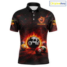 Load image into Gallery viewer, Fire Flame Grunge Pool Ball 3D Billiard Shirt For Men Personalized Skull 8 Ball Billiard Gifts NYN2568