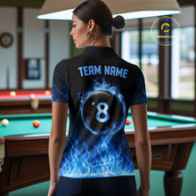 Load image into Gallery viewer, Custom Blue Flaming Pool 8 Ball Billiard Shirt For Men Personalized 3D Ball Billiard Attire Gifts NYN2570