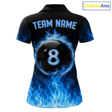 Load image into Gallery viewer, Custom Blue Flaming Pool 8 Ball Billiard Shirt For Men Personalized 3D Ball Billiard Attire Gifts NYN2570