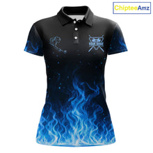 Load image into Gallery viewer, Custom Blue Flaming Pool 8 Ball Billiard Shirt For Men Personalized 3D Ball Billiard Attire Gifts NYN2570