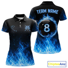 Load image into Gallery viewer, Custom Blue Flaming Pool 8 Ball Billiard Shirt For Men Personalized 3D Ball Billiard Attire Gifts NYN2570