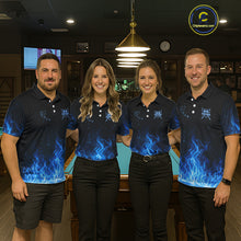 Load image into Gallery viewer, Custom Blue Flaming Pool 8 Ball Billiard Shirt For Men Personalized 3D Ball Billiard Attire Gifts NYN2570