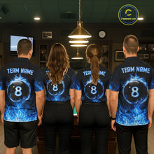 Load image into Gallery viewer, Custom Blue Flaming Pool 8 Ball Billiard Shirt For Men Personalized 3D Ball Billiard Attire Gifts NYN2570
