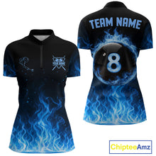 Load image into Gallery viewer, Custom Blue Flaming Pool 8 Ball Billiard Shirt For Men Personalized 3D Ball Billiard Attire Gifts NYN2570