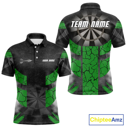 Dartboard & Green Cracked Pattern For Champions Darts Shirt For Men - Custom Name NYN0370