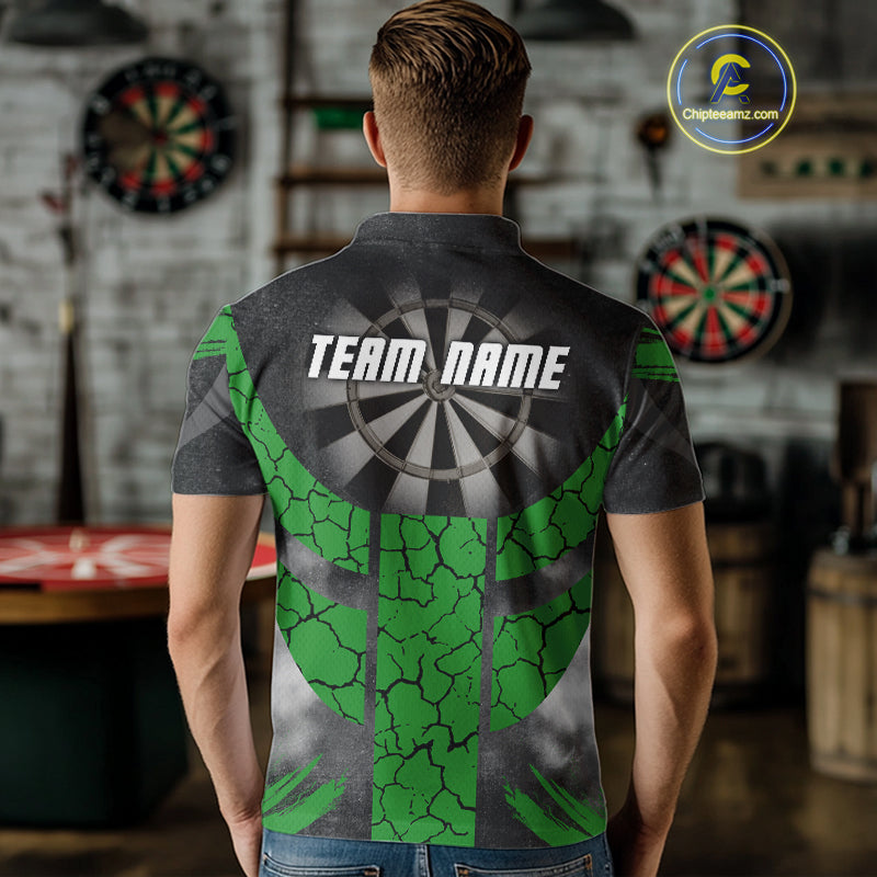 Dartboard & Green Cracked Pattern For Champions Darts Shirt For Men - Custom Name NYN0370
