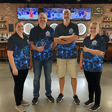 Load image into Gallery viewer, Custom Thunder Lightning Dartboard Men Dart Polo &amp; 1/4-Zip Shirt, Gifts For Dart Players | Blue NYN3337