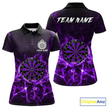 Load image into Gallery viewer, Purple thunder lightning dartboard dart polo shirt for women custom dart jersey