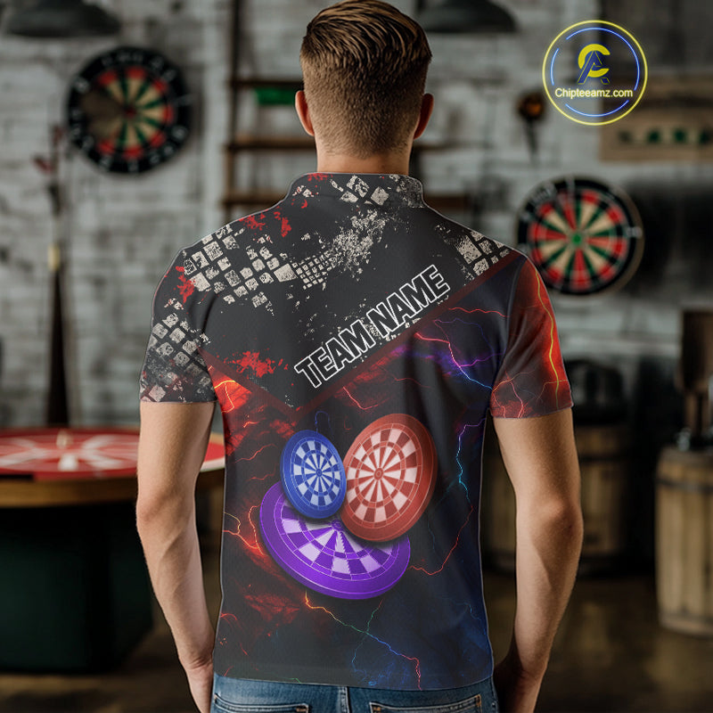 Colorful Thunder Dartboards Grunge Men's Darts Shirt - Custom Name & Team Jersey | Opt1 NYN0634