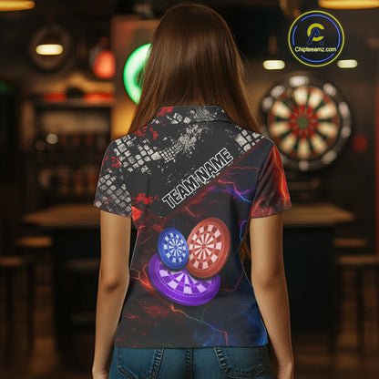 Colorful Thunder Dartboards Grunge Women's Darts Shirt - Custom Name & Team Jersey | Opt1 NYN0634