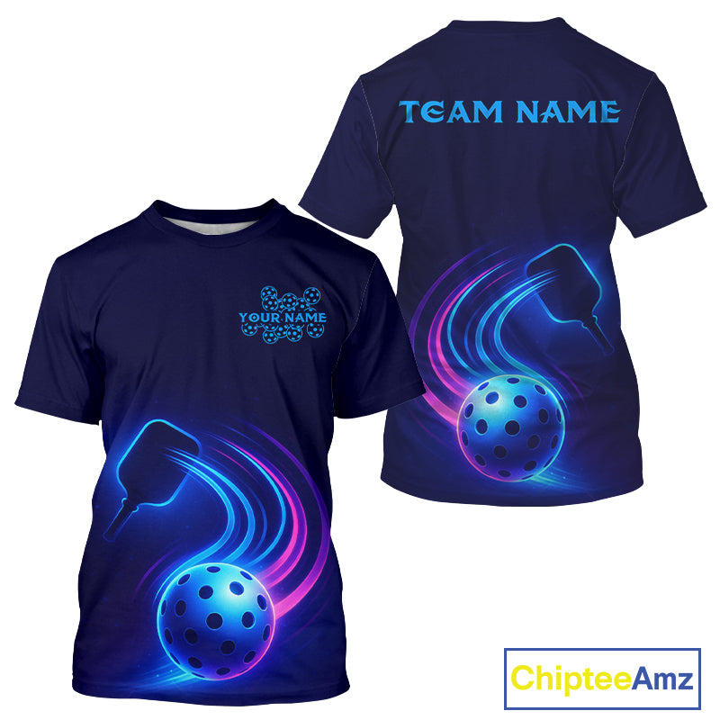 Custom Blue Galaxy Pickleball T-Shirt For Men Pickleball Team Jerseys Personalized NYN1238