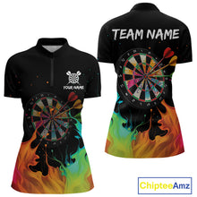 Load image into Gallery viewer, Custom Splatter Dartboard 3D Funny Dart 1/4-Zip Shirt For Women Colorful Dart Team Jerseys NYN1526