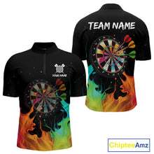 Load image into Gallery viewer, Custom Splatter Dartboard 3D Funny Dart 1/4-Zip Shirt For Men Colorful Dart Team Jerseys NYN1526