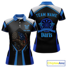 Load image into Gallery viewer, Custom Black Blue Bass Funny Dart Polo Shirt For Women Dart Team Sport Jerseys NYN1528