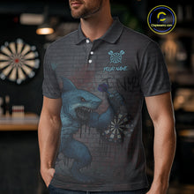 Load image into Gallery viewer, Custom Blue Dripping Shark Grunge Dartboard Funny Dart Men Polo Shirt Graffiti Dart Jerseys NYN1784