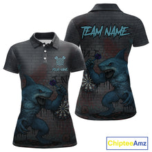 Load image into Gallery viewer, Custom Blue Dripping Shark Grunge Dartboard Funny Dart Men Polo Shirt Graffiti Dart Jerseys NYN1784