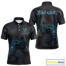 Load image into Gallery viewer, Custom Blue Dripping Shark Grunge Dartboard Funny Dart Men Polo Shirt Graffiti Dart Jerseys NYN1784