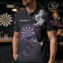 Load image into Gallery viewer, Black And Purple Crocodile Grey Smoke Custom Dart Men Polo Shirt Funny Dart Jerseys NYN1789
