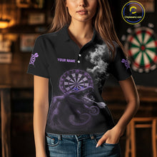 Load image into Gallery viewer, Black And Purple Crocodile Grey Smoke Custom Dart Men Polo Shirt Funny Dart Jerseys NYN1789