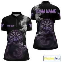 Load image into Gallery viewer, Black And Purple Crocodile Grey Smoke Custom Dart Men Polo Shirt Funny Dart Jerseys NYN1789