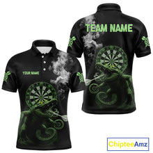 Load image into Gallery viewer, Black And Green Crocodile Grey Smoke Custom Dart Men Polo Shirt Funny Dart Jerseys NYN1790