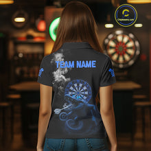 Load image into Gallery viewer, Black And Blue Crocodile Grey Smoke Custom Dart Men Polo Shirt Funny Dart Jerseys NYN1791