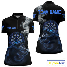 Load image into Gallery viewer, Black And Blue Crocodile Grey Smoke Custom Dart Men Polo Shirt Funny Dart Jerseys NYN1791