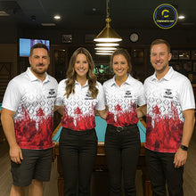 Load image into Gallery viewer, Red Splatter Paint 8 Ball Billiard League Shirts For Women Custom Name Billiard Team Jerseys NYN2287