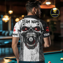 Load image into Gallery viewer, Red Grunge Skull 8 Ball Billiard Shirts For Men Custom Name Pool Billiard Team Jerseys NYN2288