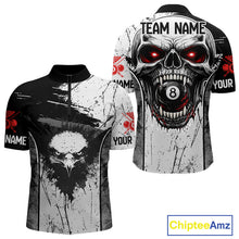 Load image into Gallery viewer, Red Grunge Skull 8 Ball Billiard Shirts For Men Custom Name Pool Billiard Team Jerseys NYN2288