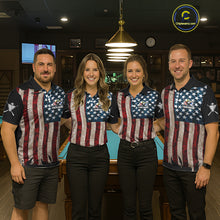Load image into Gallery viewer, Grunge Dripping Pool 8 Ball Women Billiard Shirts Custom US Flag Patriotic Billiard Jerseys NYN2293