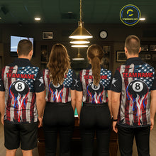 Load image into Gallery viewer, Grunge Dripping Pool 8 Ball Women Billiard Shirts Custom US Flag Patriotic Billiard Jerseys NYN2293