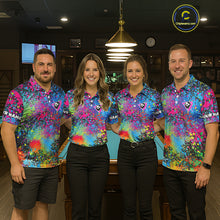 Load image into Gallery viewer, Colorful Splatter 8 Ball Pool Billiard Shirts For Women Custom Name Billiard Team Jerseys NYN2294