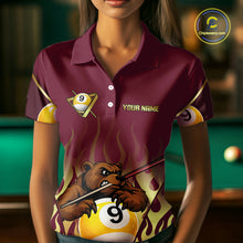 Load image into Gallery viewer, Bear &amp; Pool 9 Ball Funny Billiard Shirts For Women Custom Name Billiard Team Jerseys NYN2296