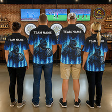 Load image into Gallery viewer, Personalized Blue Flames Bulldog Dartboard Men Darts 1/4-Zip Shirt Custom Funny Darts Jerseys NYN2581