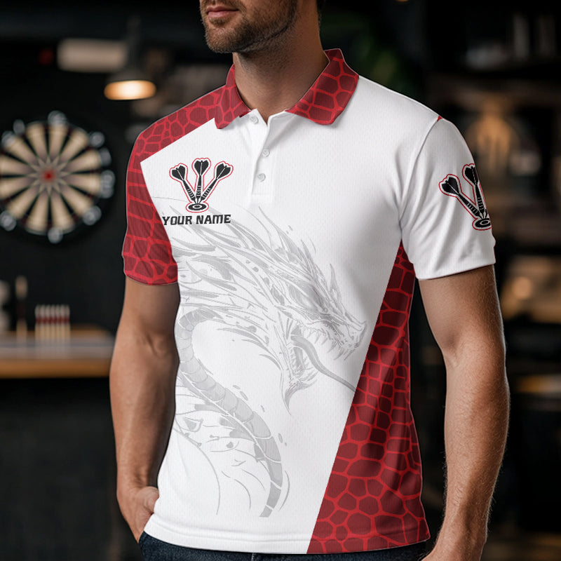 Personalized White-Red Dragon Dartboard Dart Shirts For Men Outfits Dart Team Jerseys NYN0033