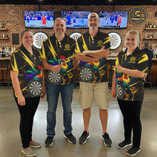Load image into Gallery viewer, Funny Colorful Rooster Plays Darts Polo &amp; Quarter Zip Shirt Custom Thunder Yellow Women Darts Jersey NYN2949