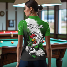 Load image into Gallery viewer, Personalized Funny Rooster 8 Ball Billiard Pool Shirt Custom Green Grunge Billiard Attire For Women NYN2952