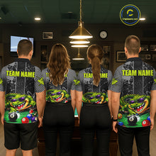 Load image into Gallery viewer, Personalized Funny Crocodile Plays Billiard Pool Shirt Custom 8 Ball Billiard Team Attire For Women NYN2953