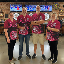 Load image into Gallery viewer, Pink Ribbon Thunder Lightning Women Dart Polo &amp; Quarter Zip Shirt Custom Breast Cancer Darts Jersey NYN2947