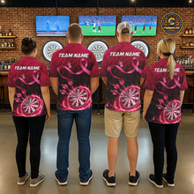 Load image into Gallery viewer, Pink Ribbon Thunder Lightning Women Dart Polo &amp; Quarter Zip Shirt Custom Breast Cancer Darts Jersey NYN2947