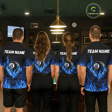 Load image into Gallery viewer, Blue Flaming Hexagon 8 Ball Billiard Pool Shirt For Men Custom Billiard Polo &amp; 1/4 Zip Team Attire NYN3161
