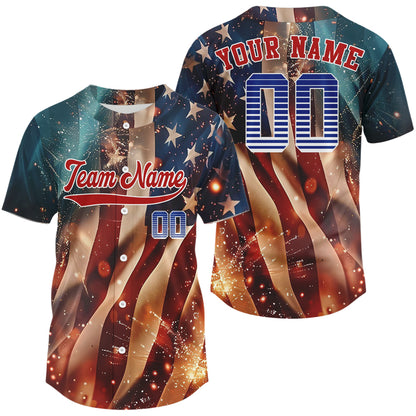 US Flag Baseball Jersey For Men Custom Patriotic Baseball Jersey With Name & Number NYN0850