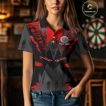 Load image into Gallery viewer, Silver Dartboard Red Grunge Polo Dart Shirt For Women Personalized Outfits Darts Team Jerseys NYN0854