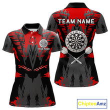 Load image into Gallery viewer, Silver Dartboard Red Grunge Polo Dart Shirt For Women Personalized Outfits Darts Team Jerseys NYN0854