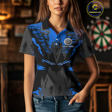 Load image into Gallery viewer, Silver Dartboard Blue Grunge Polo Dart Shirt For Women Personalized Outfits Darts Team Jerseys NYN0855