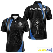Load image into Gallery viewer, Custom Blue Grim Reaper Dartboard Dart Men Polo Shirt Skull Dart Team Jerseys NYN1530